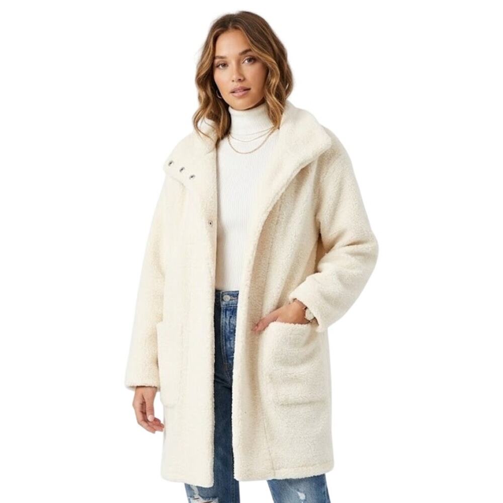Encore by Idina Menzel Soho Sherpa Coat in Oyster NEW Size XL
